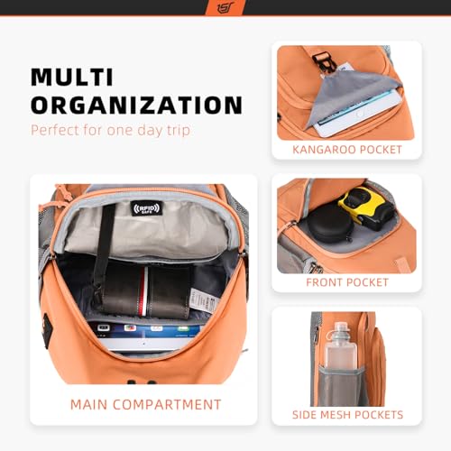 SKYSPER Sling Bag RFID Crossbody Sling Backpack Cross Body Shoulder Bag Travel Hiking Daypack for Women Men(Orange) - color: Orange