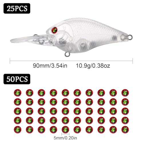 20pcs/25pcs Fishing Blanks Lures Kit Fishing Topwater Unpainted Swimbait Unpainted Crankbaits Hard Baits DIY Lure for Bass Salmon Trout Saltwater and Freshwater - color: 25PCS 3.53″/0.38oz