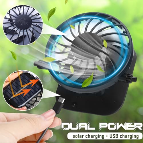 Berlune Sun Hat with 2 Solar Fan Wide Brim Fishing Bucket Hat USB & Solar for Men Women UPF 50+ Cooling for Fishing Beach - color: Army Green, size: 5.9 Inch Brim