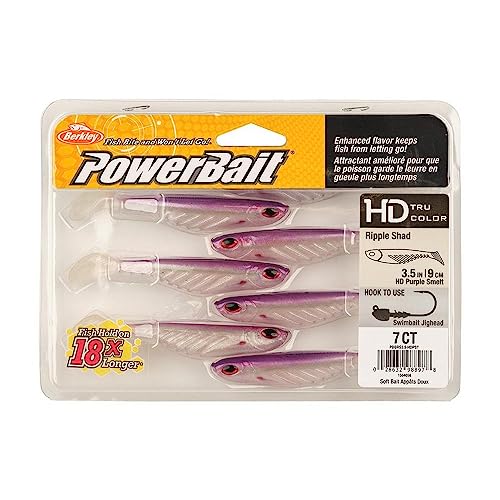 Berkley PowerBait Ripple Shad Fishing Soft Bait - color: HD Purple Smelt, size: 3 1/2"