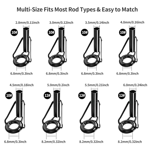 Fishing Rod Tip Repair Kit 8Pcs Fishing Rod Tips Stainless Steel Guide &Ceramic Ring Replacement Set for Fishing Rods - size: Big-8pcs