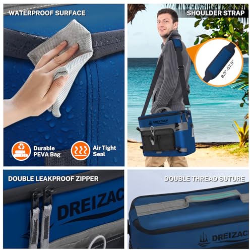Dreizack Kayak Cooler Behind Seat, Waterproof Cooler for Kayaking,Paddle Board Cooler Compatible with Lawn-Chair Seat Kayak Accessories Cooler Bag Kayak Cooler Tow Behind for Camping Fishing - color: Dark Blue