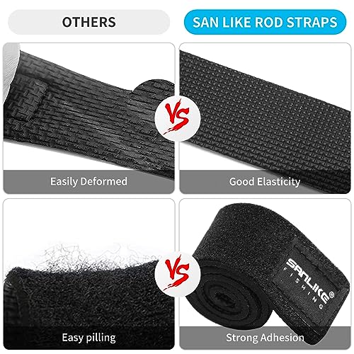 SANLIKE Fishing Belts Rod Straps Pole Ties Fishing Tackle Ties Cable Fishing Rod Holders(5pcs, 10pcs) - size: 5.9in*0.8in-5pcs