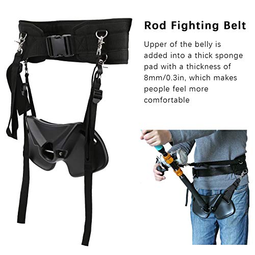 Alomejor Fishing Rod Fighting Belt, Fishing Belt Shoulder Harness Stand Up Fish Fighting Rod Holder