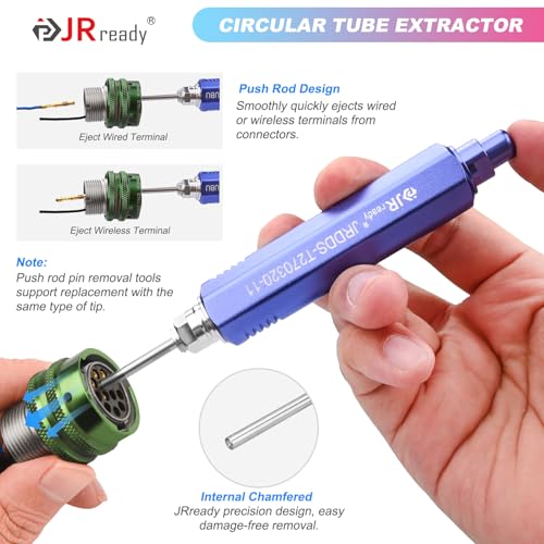 JRready ST5388 Terminal Removal Tool Kit 19PCS Pin Extractor Tool Set for Molex, Harting D Sub, Amphenol, Deutsch, Delphi, TE, Amp Connectors Electrical Computer Terminal Release Tools - size: 5PCS Pin Extractor+14PCS Replacement Tips