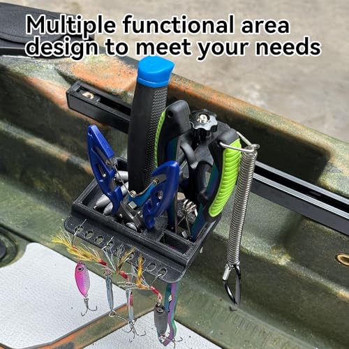 Kayak Fishing Tool Holder, No-Drill T-Track Mount, Reinforced PETG, Fits Standard T-Track Kayaks, Secure Pliers/Knife/Gear Storage, Kayak Accessories for Fishing, Black - color: Black