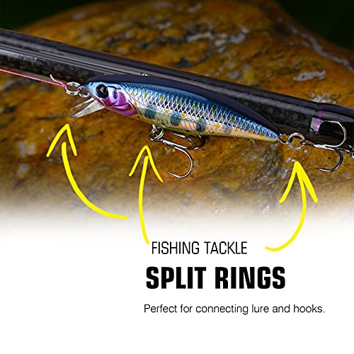 AMYSPORTS Stainless Steel Split Rings Saltwater High Strength Fishing Split Ring Line Connector Fishing Split Rings Freshwater Loop - size: Size12 (90lb) 100 pcs