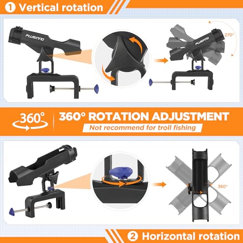 PLUSINNO Fishing Boat Rods Holder Large Clamp Opening 360 Degree Adjustable Fishing Rod Racks Folding Holder - color: RH30 MAX OPENING 4.75 inch 4Pack