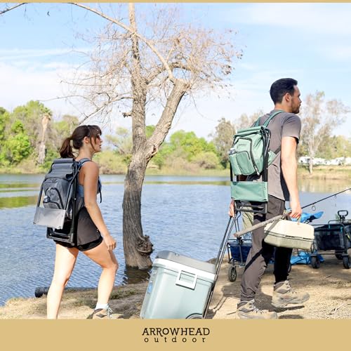 Arrowhead Outdoor Multi-Function 3-in-1 Compact Camp Chair: Backpack, Stool & Insulated Cooler, w/Bottle Holder & Storage Bag, External Pockets, Backrest, Fishing, Hiking, Heavy-Duty, USA-Based | Stool and Insulated Cooler, Bottle Holder and Storage Bag,