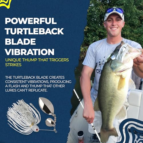 Finesse Spinner Baits for Bass Fishing, Turtleback Blade, 1/2 Oz and 3/8 Oz | 3-Pack - size: 1/2 Oz
