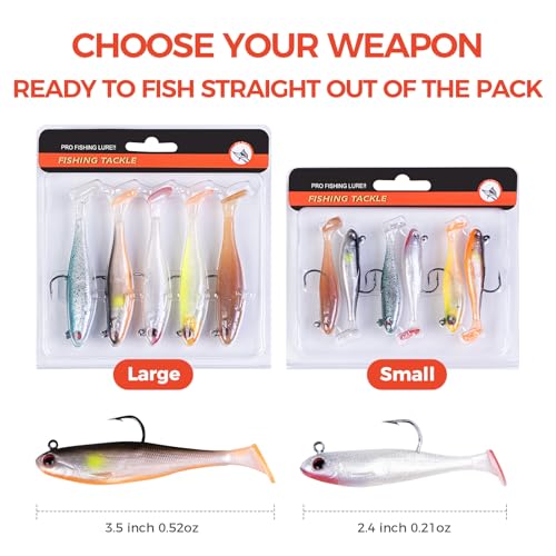 5/6Pcs Easy Catch Pre-Rigged Soft Lures,Baits for Bass Fishing - Jig Heads Soft Plastic Walleye Lures, Fishing Bait for Saltwater & Freshwater - color: 3.5",0.42oz,Orange