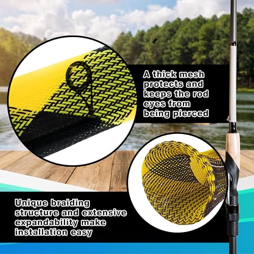 Reaction Tackle Rod Socks, Fishing Rod Sleeves and Covers for Spinning and Casting Rods, Breathable Mesh Rod Protectors with Elastic Band (2-Pack) - color: Swamp Green