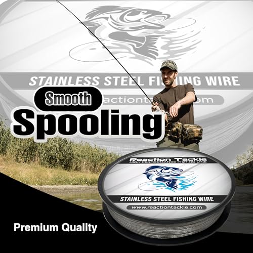 Reaction Tackle Stainless Steel Trolling Line - 30 Lb Marine Grade Single Strand Wire for Deep Trolling, Diving Disks and Toothy Saltwater and Freshwater Fish - size: 30 Lb / 300 Foot