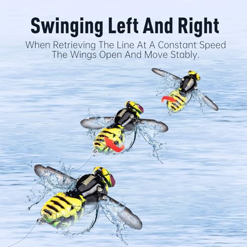 Kingdom Wasp Crawl Bait Insect Bionic Floating Fishing Lures Swimbaits Hard Artificial Baits Lure Freshwater and Saltwater Bass Carp Pike Walleye Fishing ABS Material Carbon Steel Three Book Hook - color: 06, size: 4.2g