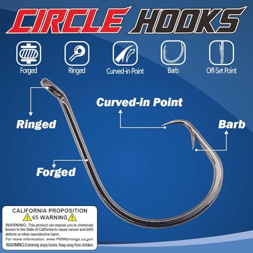 XFISHMAN Circle-Hooks-Fishing-Equipment-Octopus-Hooks-Saltwater-50 Pack #1 –12/0 - color: Black, size: 10/0 50-Pack
