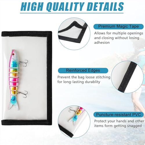 Fishing Lure Wraps, Fishing Hook Covers Durable Clear PVC Lure Covers Keeps Fishing Safe Easily See Lures Bait Storage Protector - color: Black, size: 2pcs Large+2pcs Medium