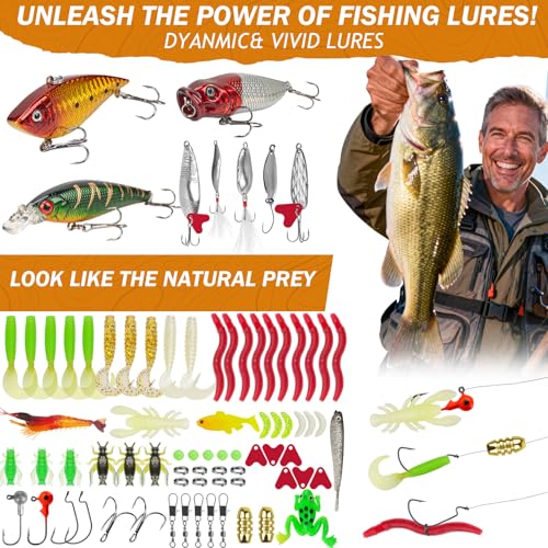 THKFISH 85Pcs Fishing Tool Kit, Fishing Backpack with Tackle Boxes Included, Fishing Tackle Kit Include Fishing Bait Lure Gear Kit, Fishing Pliers, Fish Hook Remover, Lip Gripper - color: Khaki Backpack
