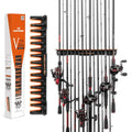 KastKing V15 Vertical Fishing Rod Holder – Wall Mounted Fishing Rod Rack, Store 15 Rods or Fishing Rod Combos in 17.25 Inches, Great Fishing Pole Holder and Rack - color: Black - 1 Pack（Store 15 rods）
