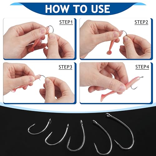 Barbless Fishing Hooks, 50/150pcs Carp Fishing Hooks Trout Hooks Circle Hooks Curve Shank Crank Fly Tying Hooks Carp Hair Fishing Bait Rigs for Freshwater Saltwater Fishing - size: 4#_150pcs