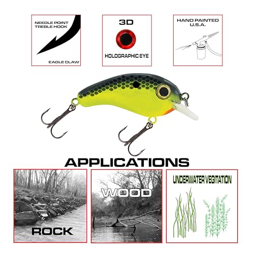 Luck E Strike Crappie Magic Crankbait (2 Inch Crappie Lure) Made in The USA - color: Black Chartreuse