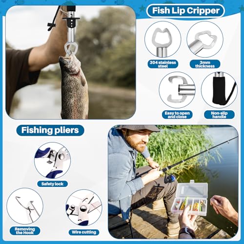 MiniInflat Telescopic Fishing Rod and Reel Combo, 6.89ft 2pcs Collapsible Rod with Plier Lip Gripper Lures Carrier Bag Pre-Loaded Spinning Reel Saltwater Freshwater Fishing Pole Kit - color: Black