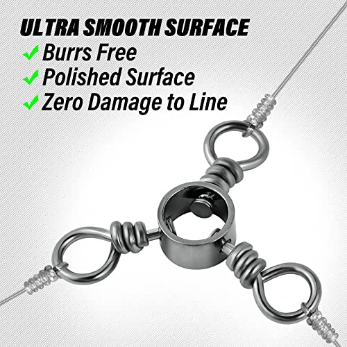 Dr.Fish 50 Pack 3 Way Swivel Fishing Tackle 30-220Lb Catfish Swivels Three Way Rigs Freshwater Saltwater Catfish Tackle - size: #7(28Lb)-50 Pack