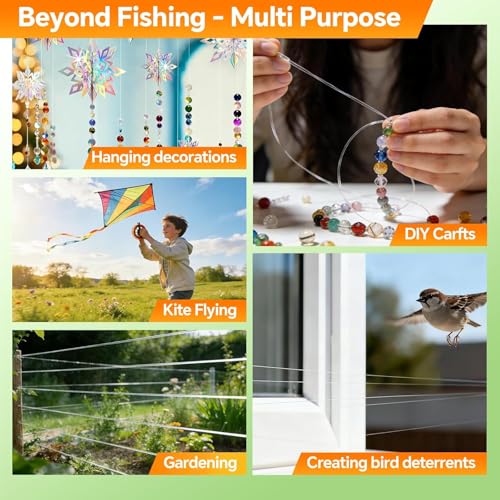 Monofilament Fishing Line with Knot Guide Card, Tangle-Free Snap Ring for No More Mess, Low Memory Smooth Casting Nylon Mono String, 15/20/30/50/80LB, 220-1050 Yards - color: Clear, size: 15LB 220Yards