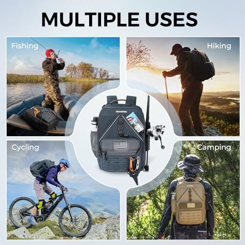 KastKing KarryAll KastMate Fishing Tackle Backpack,Water-Resistant Tackle Bag With 2 Rod Holders,Fishing Gear and Equipment With Large Gear Storage,Dark Gray - color: E: Dark Gray