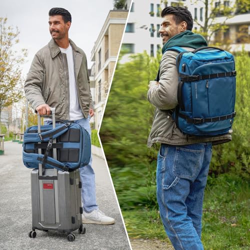 Swissdigital Design Travel Backpack 40L,TSA Friendly Flight Approved Carry-on Luggage Hand,with USB Charging Port Large Weekender Bag Fits 17 Inch Laptop Backpack Blue | SD1756-30 - color: Blue