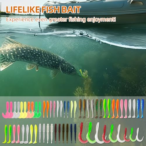 Fishing Soft Plastic Lures | Paddle Tail Swim Baits, Swim Baits for Bass Fishing, Paddle Tail, Crappie Lures - color: J-64PCS