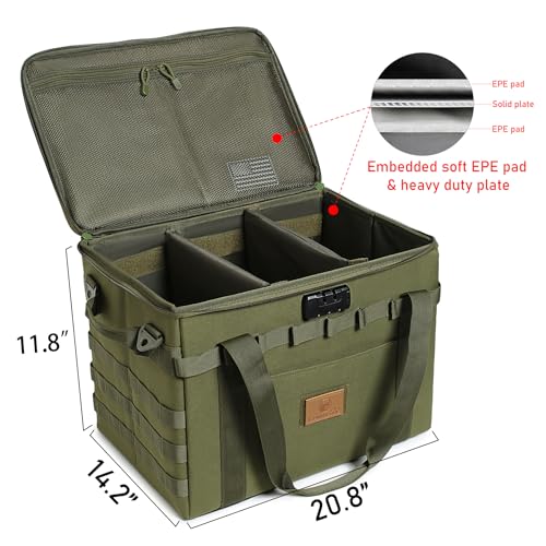 Tactical Camping Storage Bag - 38L Utility Tote Bag Organizer with Combination Lock and Shoulder Strap - color: Army Green, size: 57L
