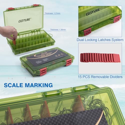 Goture Wacky Worm Fishing Lure Kit with Soft Plastics, Wacky Rig Tools, O-Rings, Worm & Drop Shot Hooks, Beads, Weights & Tackle Box - color: F:208pcs-(5" Soft Worm)&Tackle Box