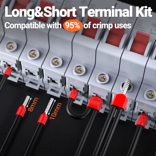 Preciva 1520PCS Ferrule Crimper Tool Kit - AWG 28-5 (0.08-16mm²) Hexagonal Ferrule Crimper, Self-Adjusting Ratchet Tool & Complete Ferrules Set, for Industrial, Automotive and Home Electrical Wiring