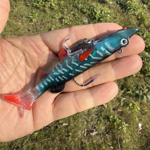 Soft Fishing Lures Shad Minnow Swimbaits, Pre-Rigged Jig Heads Paddle Tail Swim Baits for Bass, Trout, Walleye, Crappie, Sinking Jigs Bait for Saltwater Freshwater, Fishing Gifts for Men - color: A