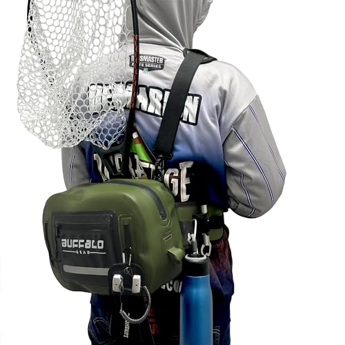 Buffalo Gear Waterproof Fishing Fanny Pack,8.9L Fishing Waist Pack with Airtight Zipper for Fly Fishing,Kayaking,Camping,Outdoor Sports Green - color: Green