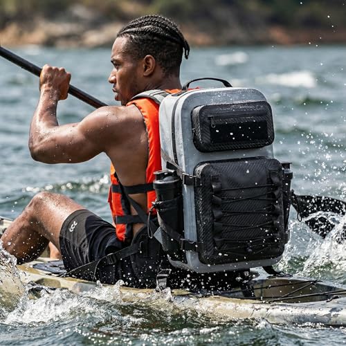 Miramrax Dry Bag Waterproof Backpack 30L Tactical Backpack for Kayaking Hiking Boating Paddle Boarding Fishing Travel Camping Beach Floating Dry Bag for Men Women (Grey) - color: Grey
