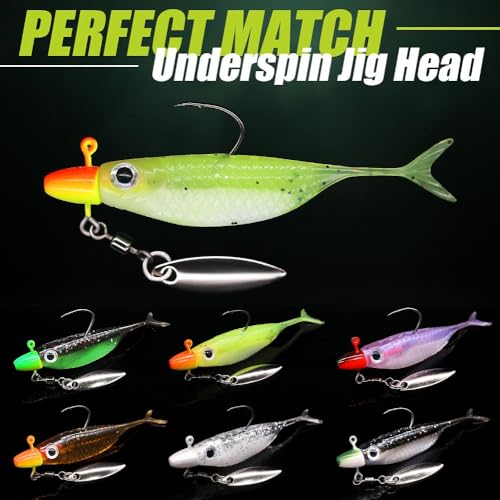 Crappie Baits Kit –40 & 135 Piece Soft Plastic Underspin Jig Heads, Shad Minnow Lures Set for Crappie Fishing Panfish Bluegill Perch Trout - color: 40 PCS — Starter Crappie Kit