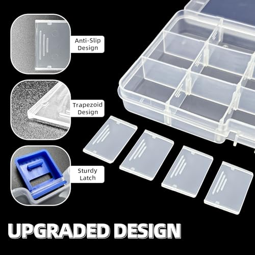 DUOFIRE Plastic Organizer Container Storage Box Adjustable Divider Removable Compartments for Jewelry Beads Earring Container Tool Fishing Hook Small Accessories (15 grids, White 8 Pack) - color: White - 15 Grids, size: 8 pack