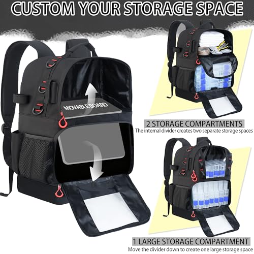 Fishing Tackle Backpack with 4 Tackle Boxes,45L Large Tackle Bag with 2 Rod Holders & Clear Window,Outdoor Fishing Backpack for Fishing,Camping,Hiking,Black - color: Black(with 4 Tackle Boxes)