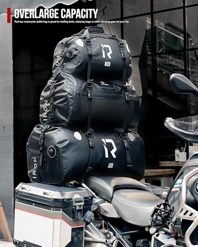 IRON JIA'S Motorcycle Dry Bag - Waterproof Duffle & Luggage Tail Bag Saddle Bags with Roll Top Closure, Shoulder Straps, Inner Pocket and Mesh Pocket (Pink, 30L) - color: Pink, size: 30L