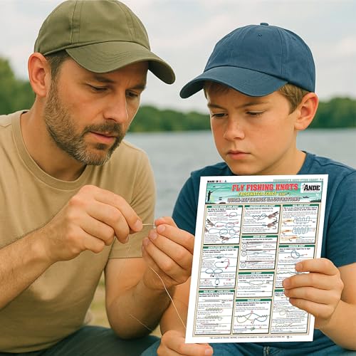 Fishermen's Fly Fishing Set (Fly Fishing Knots #5-8 & Basic Fly Tying #1-3) - Waterproof Quick Reference Guide | Portable & Built to Last | Double-Sided & Easy to Read