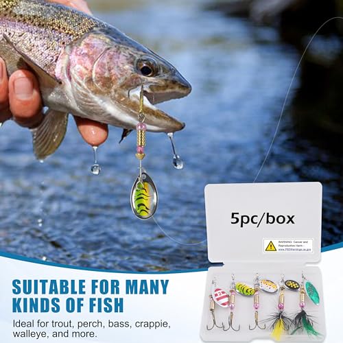 Spinnerbaits Rooster Bait Tail Fishing Lures Kit Inline Spinner Spoon Lures Bass Salmon Trout Hard Metal Spinner Baits for Saltwater Freshwater - style: 5pcs Spinnerbaits-a