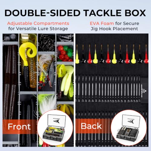 KastKing HyperSeal 3500 Double-Sided Waterproof Fishing Tackle Box – Adjustable Dividers, EVA Foam Jig Storage, Lure & Terminal Tackle Organizer,2 Pack,Black - color: Black, size: 3500(2 Pack)