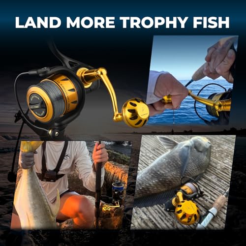 GOMEXUS Power Handle for Penn Spinfisher VI VII Slammer III IV Reel Crank (Make Sure Your Reel Model, Not for All Spinfisher Long Cast/V)-Please Pay Attention to The Adaptation Table - color: Gold, style: For Slammer/Spinfisher 7500-8500 Thread