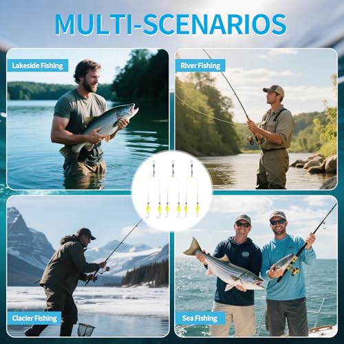 Double Hook Rig Surf Fishing: 9PCS Pompano Float Rigs with 3 Circle Hook Saltwater Gear Tackle for Surf Fishing - color: Green 1