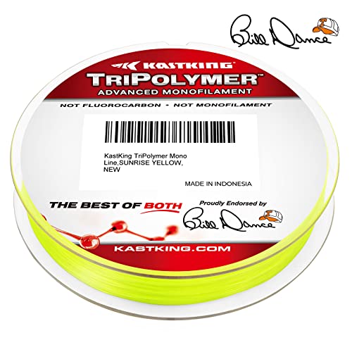 KastKing TriPolymer Advanced Monofilament Fishing Line, Low Light Refraction, Super Smooth, Highly Abrasion Resistant, Triple Cross Head Extrusion Process Fishing Line - color: SUNRISE YELLOW, size: 15LB-300Yds