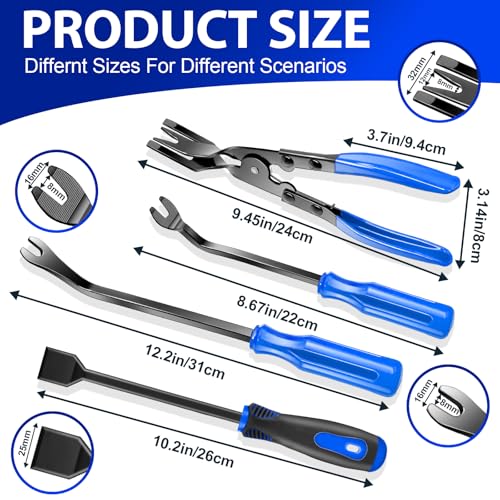Keze 17 Pcs Hook and Pick Set Auto Trim Removal Tool Kit,Clip Plier Remover Tool Gasket Scraper Telescoping Magnetic Pickup Tool for Automotive Repair and Car Body Door Panel Fastener Removal - color: Blue-17 Hook and Pick Set