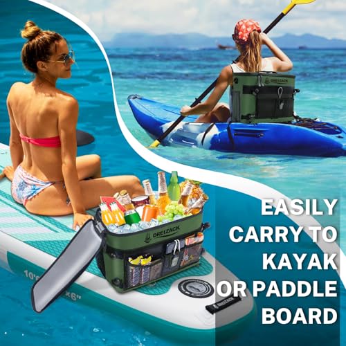 Dreizack Kayak Cooler Behind Seat, Waterproof Cooler for Kayaking,Paddle Board Cooler Compatible with Lawn-Chair Seat Kayak Accessories Cooler Bag Kayak Cooler Tow Behind for Camping Fishing - color: Green