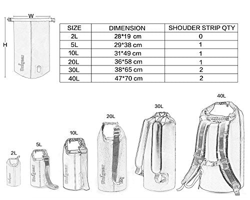 Unigear Dry Bag Waterproof, 2L/5L/10L/20L/30L/40L Floating and Lightweight Bags for Kayaking, Boating, Fishing, Swimming and Camping with Waterproof Phone Case - color: Red, size: 10L