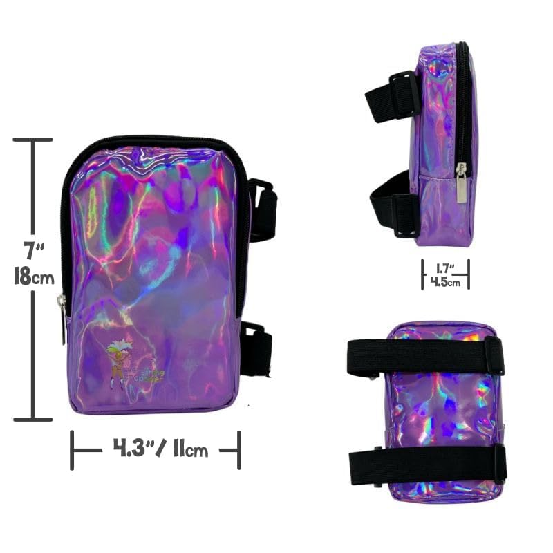 Holographic Thigh Bag | Leg Harness for Women | Outdoor Waist Pouch | Carnival Hiking Travel Fanny Pack with Adjustable Straps | Purple - color: Purple